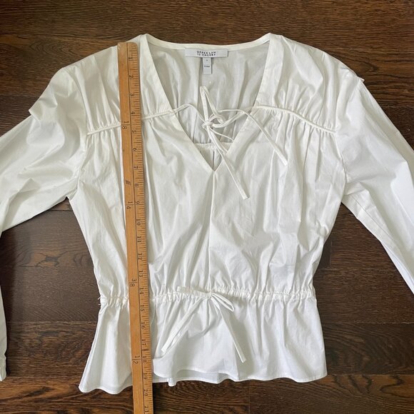 Derek Lam 10 Crosby White Cotton Breanna Gathered Top Blouse-Size 0 - Picture 10 of 10